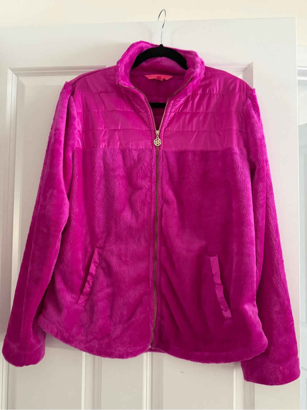 Lilly Pulitzer Plush Zip Jacket in Vibrant Fuchsia